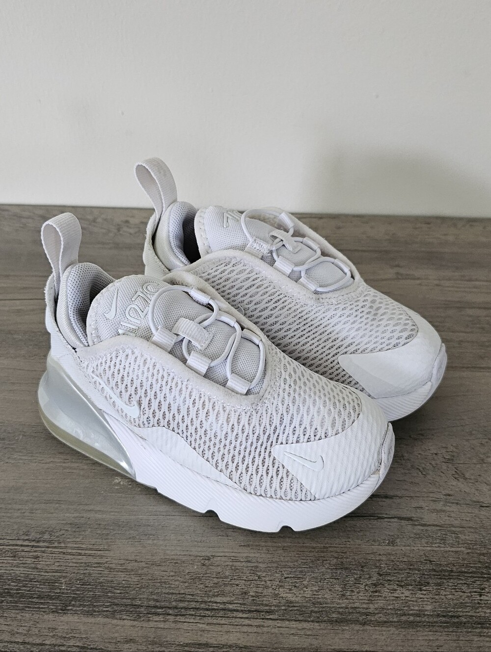 Nike Kids White Mesh Air Max 270 Sneakers Toddler Boy Girl Size 8 C